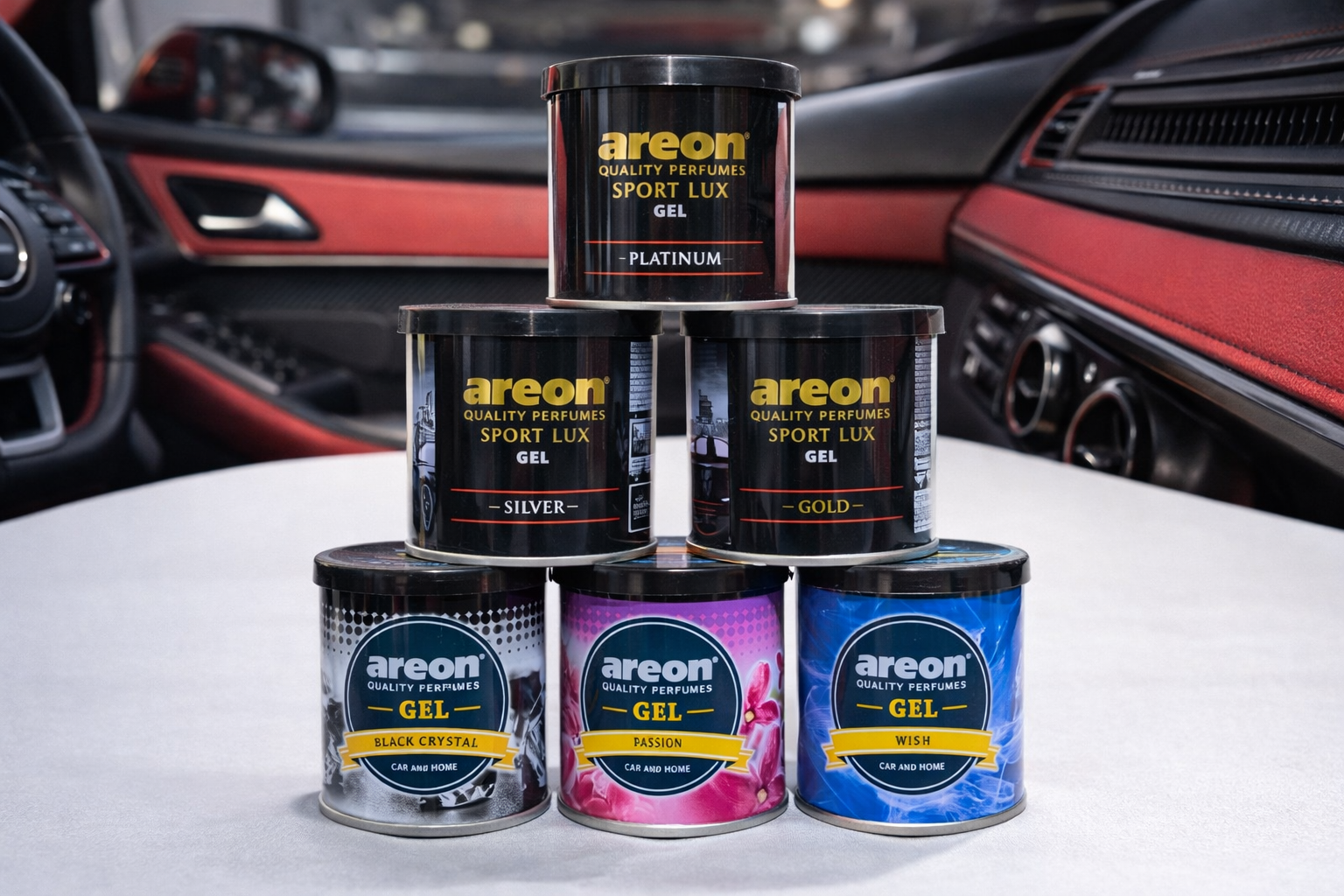 Areon Gel Air Freshener Car & Home Perfume – Sport Lux & Classic Series ( DESIR, BLACK CRYSTAL, WISH, PASSION, LILAC)