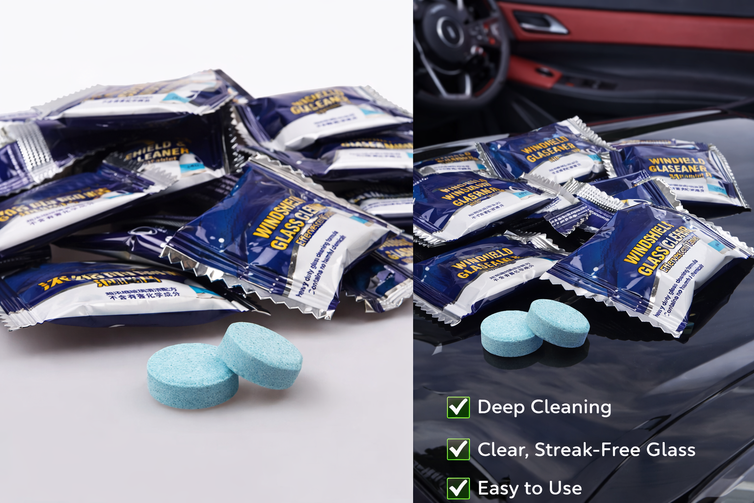 ar Windshield Cleaner Tablets – Effervescent Glass Cleaning Tablets | Pack of 20