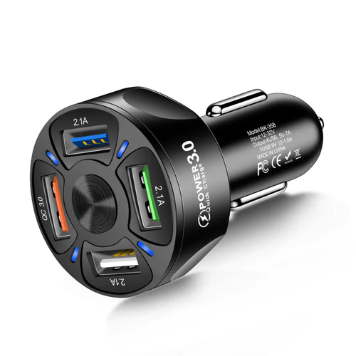 55W PD + QC 3.0 Fast Car Charger – Dual USB + Type-C Power Delivery Quick Charger