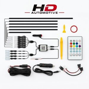 Universal Car 10pc Ambient Light Kit – LED Interior Atmosphere Lighting Strip with Controller