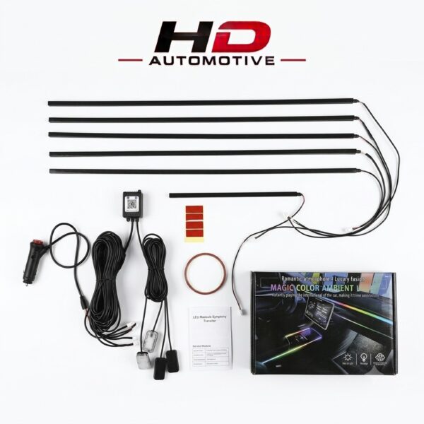 Universal Car 6pc Ambient Light Kit – LED Interior Atmosphere Lighting Strip with Controller